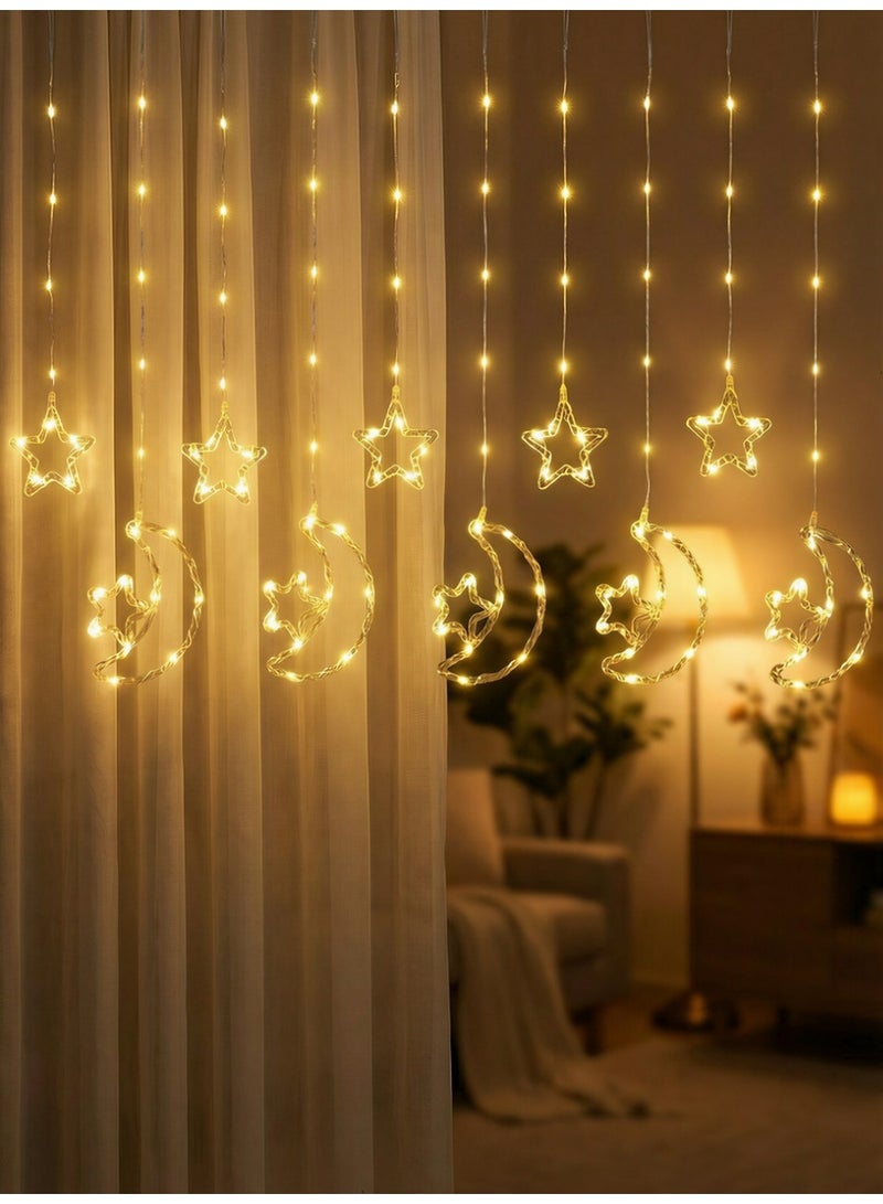 ستارة أضواء رمضان كريم - نجوم وأهلة LED مضيئة لتزيين المنزل 3 متر